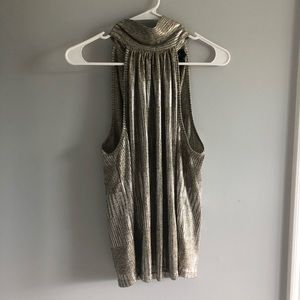 Anthropologie Metallic Mock Neck Tank